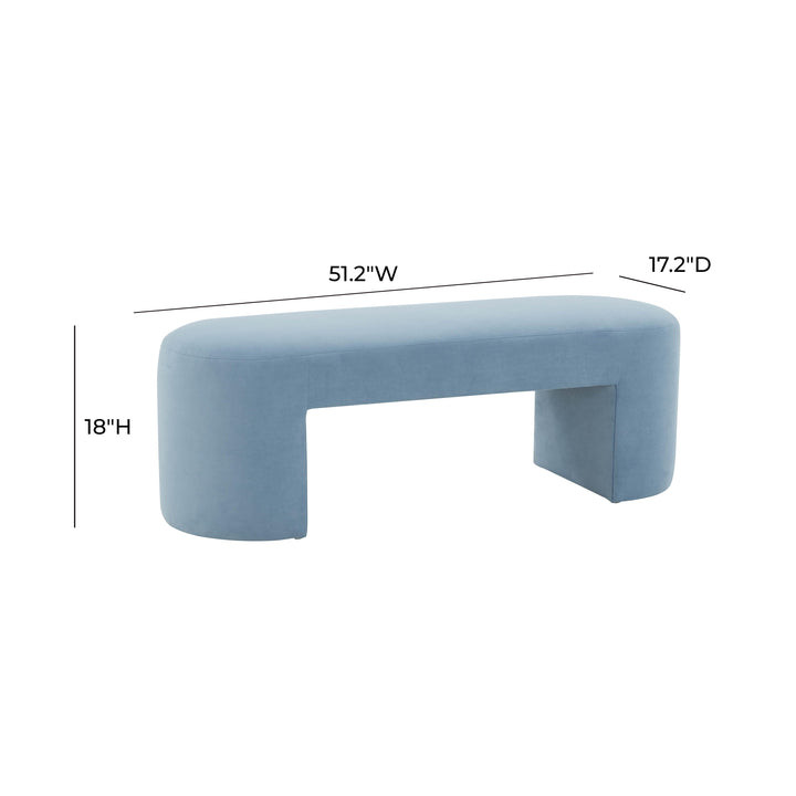 American Home Furniture | TOV Furniture - Elena Light Blue Velvet Bench