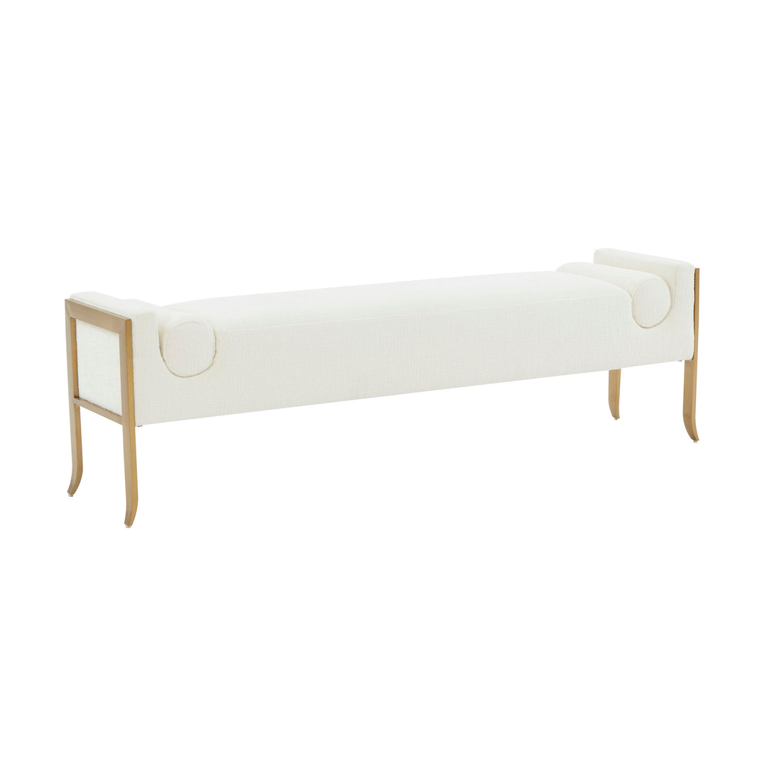 American Home Furniture | TOV Furniture - Ines Cream Textured Velvet Bench