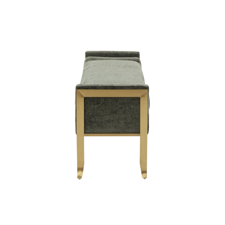 American Home Furniture | TOV Furniture - Ines Green Textured Velvet Bench