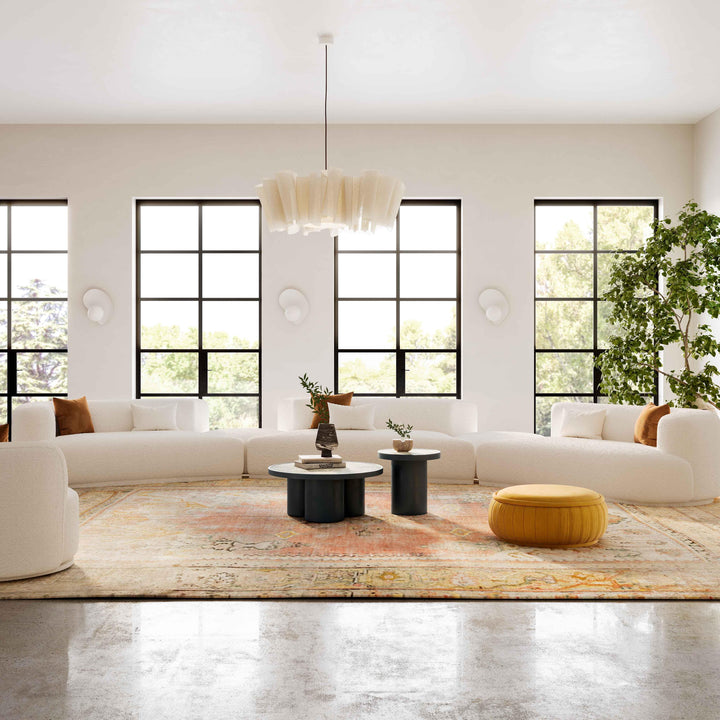 TOV Furniture Fickle Cream Boucle Swivel Ottoman OTTOMANS, POUFS, + STOOLS