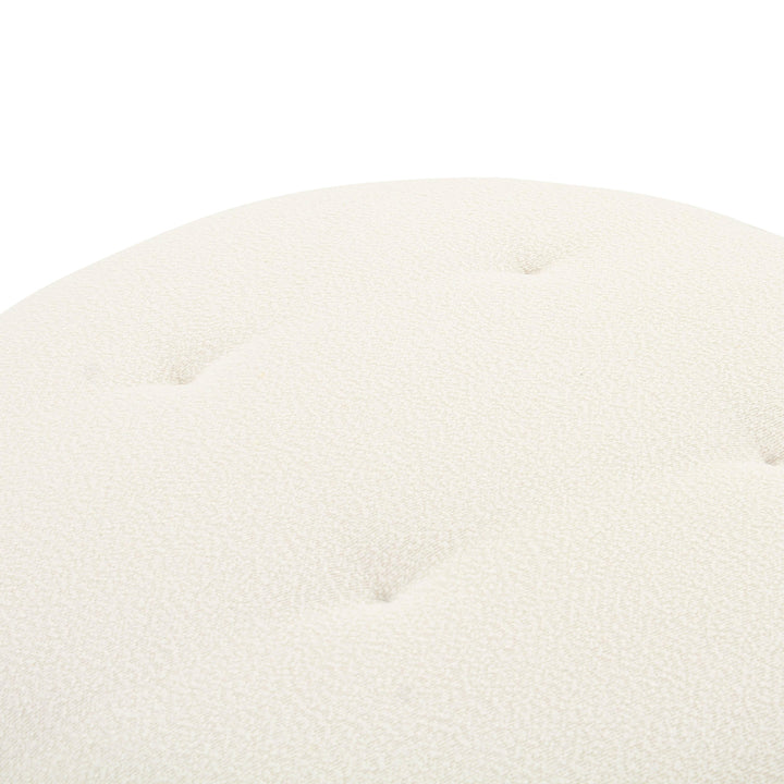 American Home Furniture | TOV Furniture - Fickle Cream Boucle Swivel Ottoman