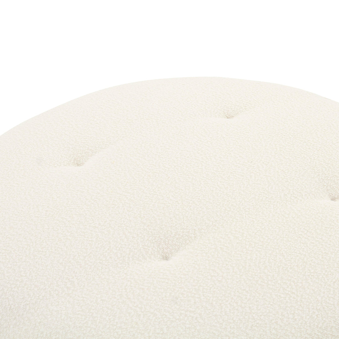 TOV Furniture Fickle Cream Boucle Swivel Ottoman OTTOMANS, POUFS, + STOOLS