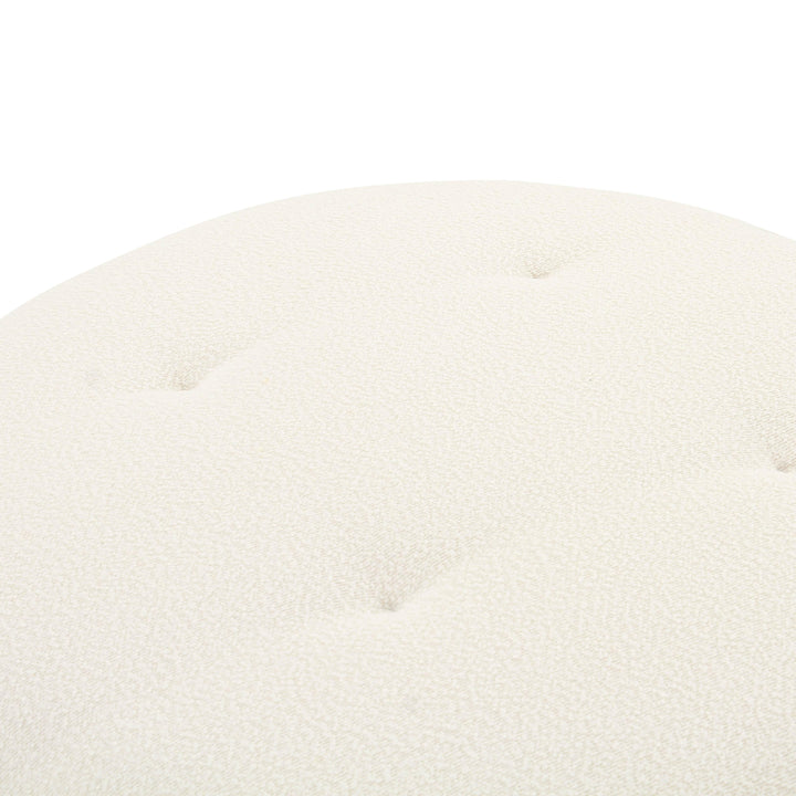 TOV Furniture Fickle Cream Boucle Swivel Ottoman OTTOMANS, POUFS, + STOOLS