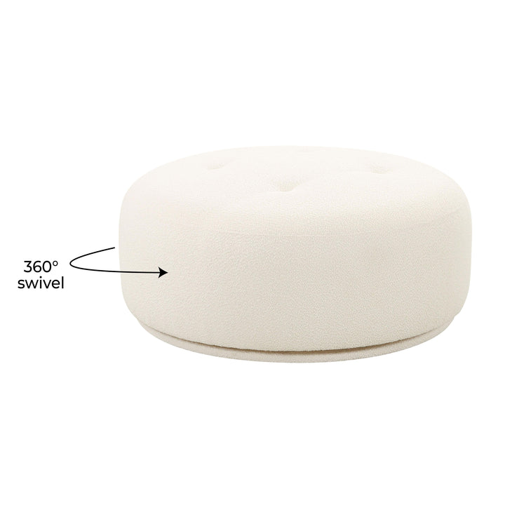 TOV Furniture Fickle Cream Boucle Swivel Ottoman OTTOMANS, POUFS, + STOOLS
