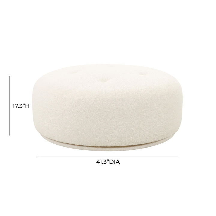 TOV Furniture Fickle Cream Boucle Swivel Ottoman OTTOMANS, POUFS, + STOOLS