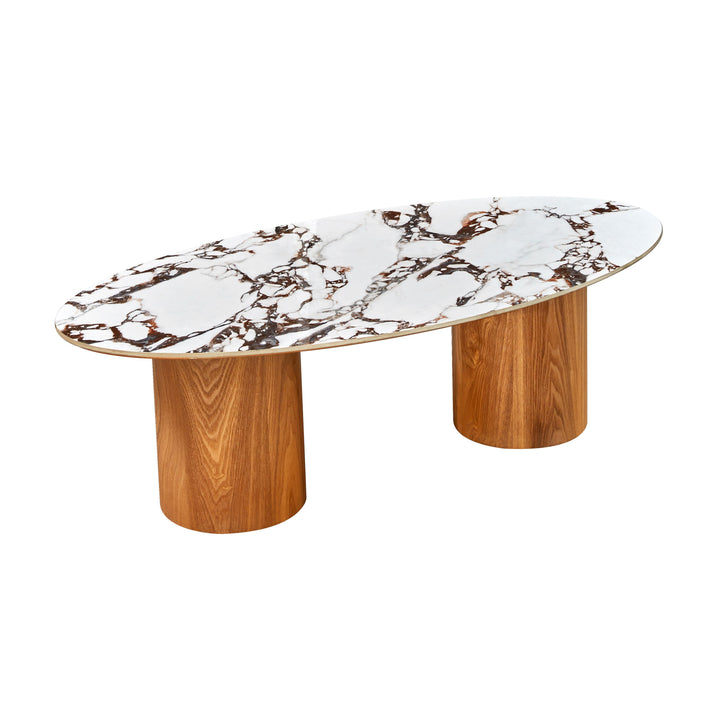 American Home Furniture | TOV Furniture - Tamara Marble Ceramic Oval Coffee Table