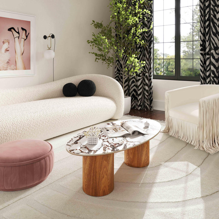 American Home Furniture | TOV Furniture - Tamara Marble Ceramic Oval Coffee Table