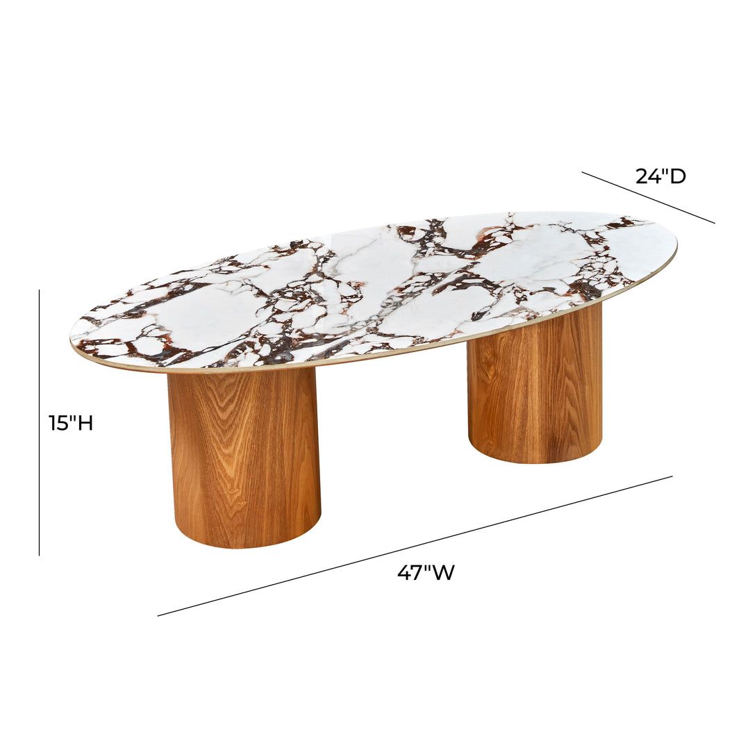 American Home Furniture | TOV Furniture - Tamara Marble Ceramic Oval Coffee Table
