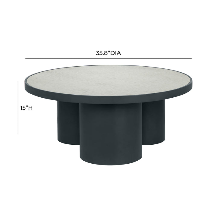 TOV Furniture Nautilus Antique Silver Mirrored Coffee Table COFFEE TABLES