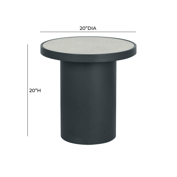 TOV Furniture Nautilus Antique Silver Mirrored Side Table ACCENT TABLES