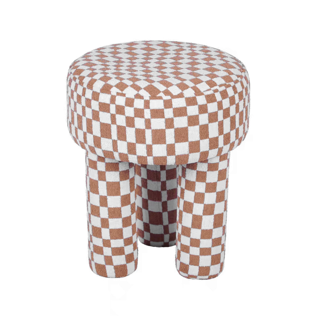 American Home Furniture | TOV Furniture - Claire Brown Checkered Boucle Stool