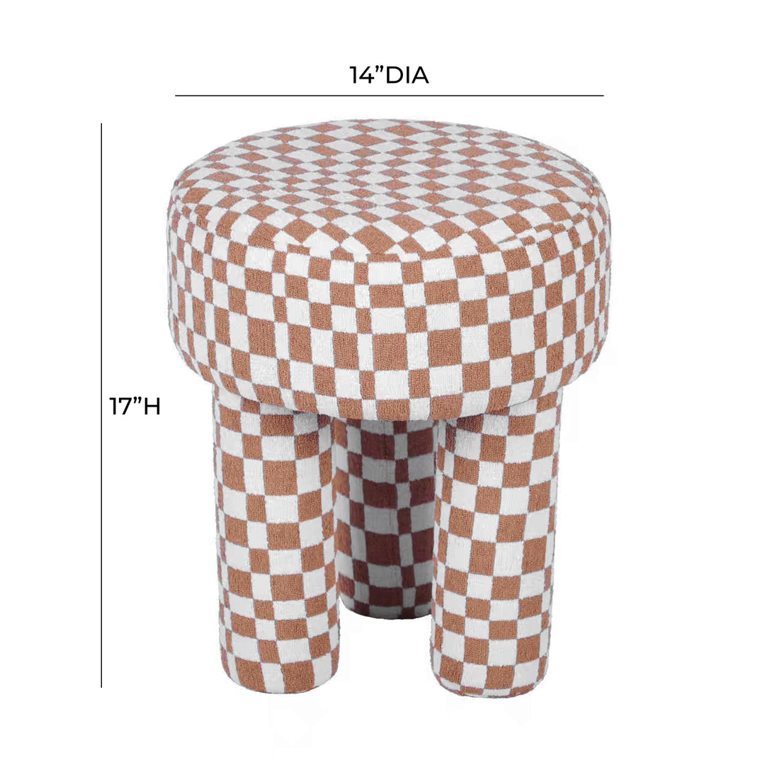 American Home Furniture | TOV Furniture - Claire Brown Checkered Boucle Stool