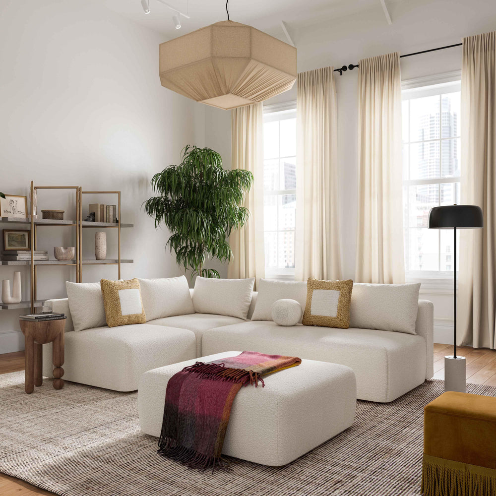 American Home Furniture | TOV Furniture - Hangover Cream Boucle Ottoman