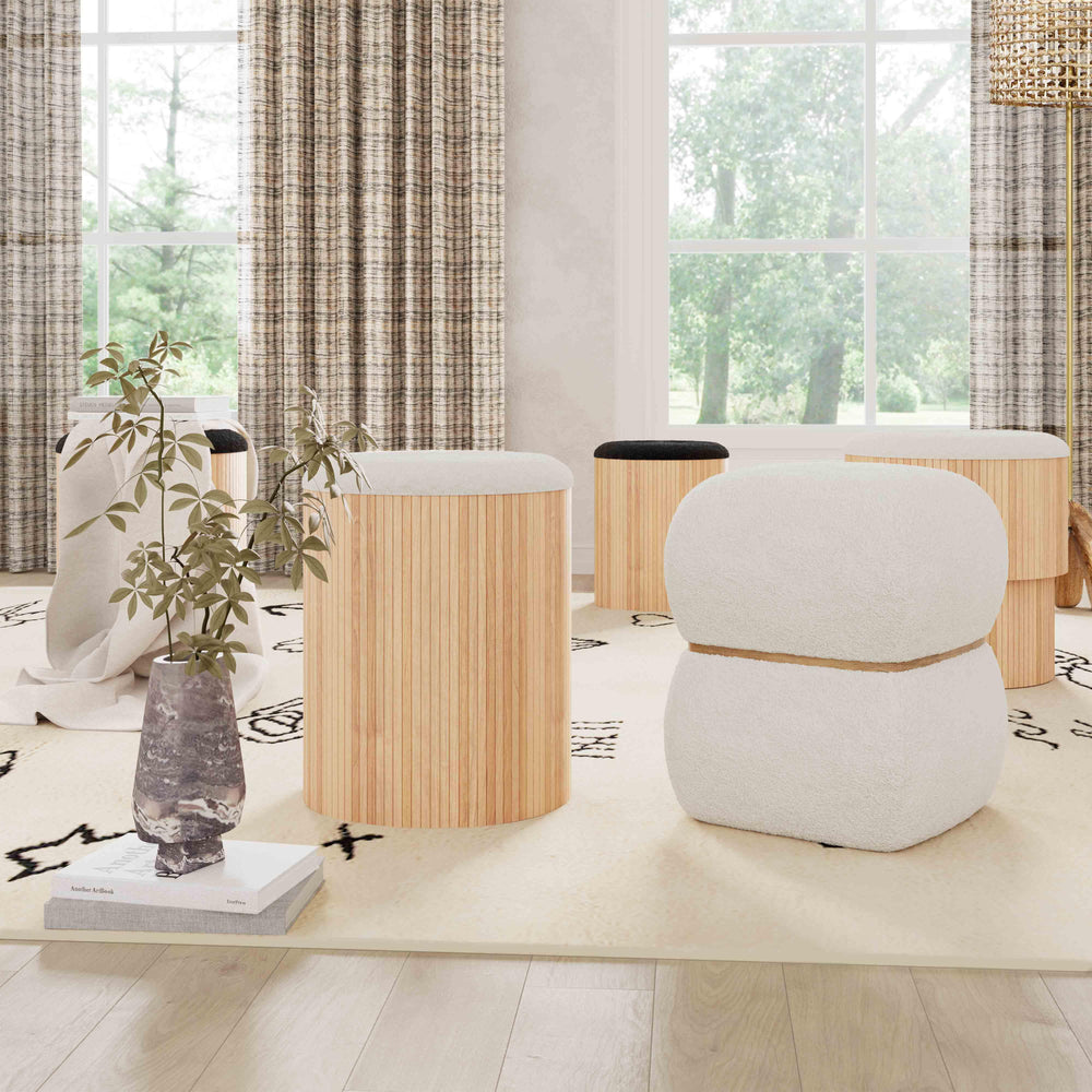 American Home Furniture | TOV Furniture - Sagano White Tiered Storage Ottoman