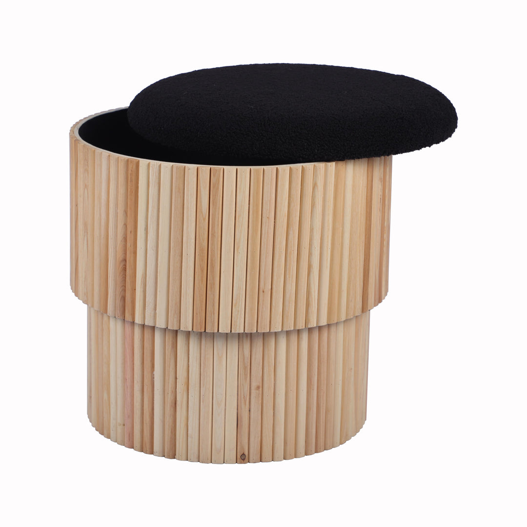 American Home Furniture | TOV Furniture - Sagano Black Tiered Storage Ottoman