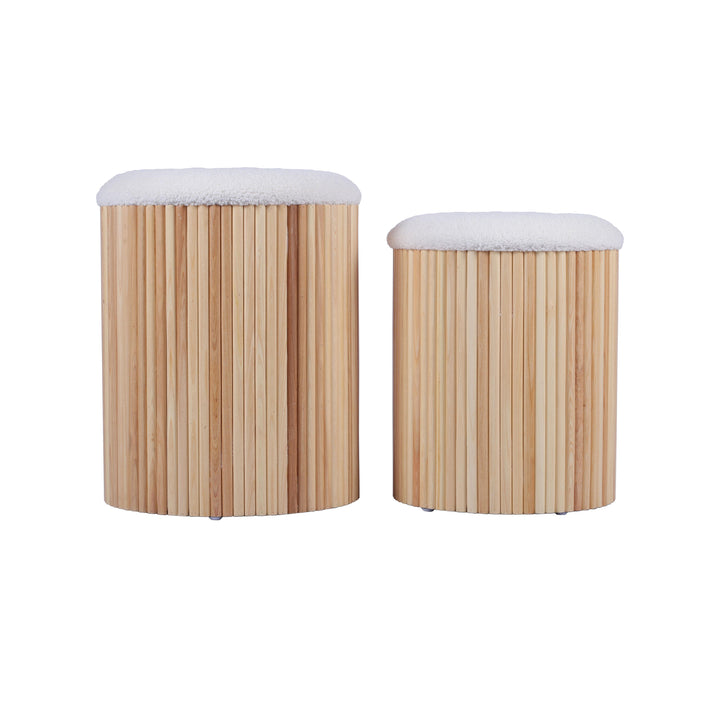 American Home Furniture | TOV Furniture - Sagano White Nesting Storage Ottomans - Set of 2