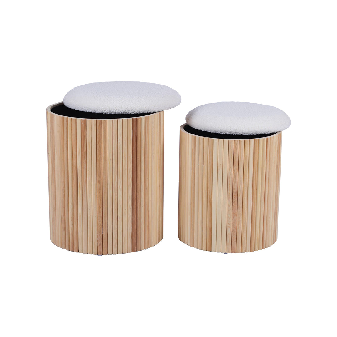 American Home Furniture | TOV Furniture - Sagano White Nesting Storage Ottomans - Set of 2