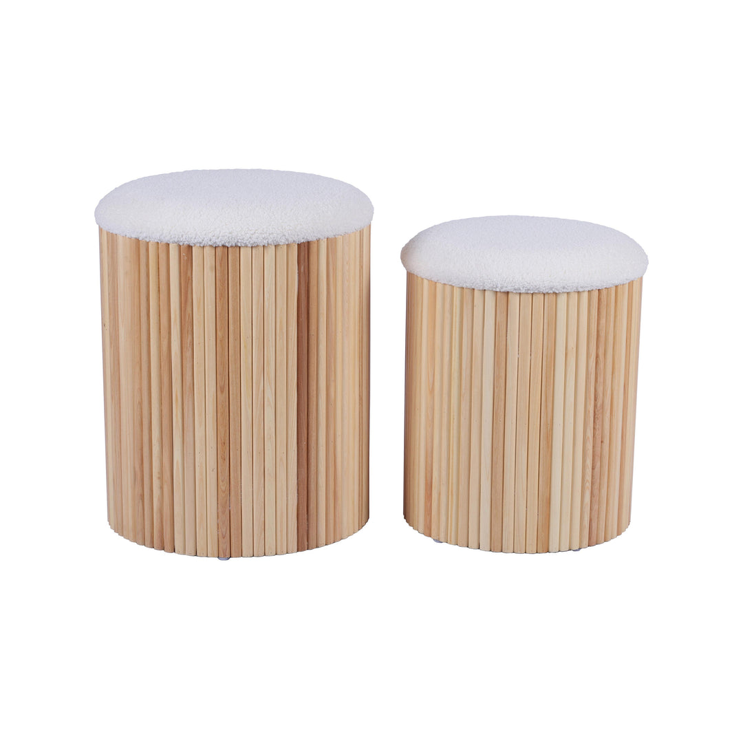 American Home Furniture | TOV Furniture - Sagano White Nesting Storage Ottomans - Set of 2