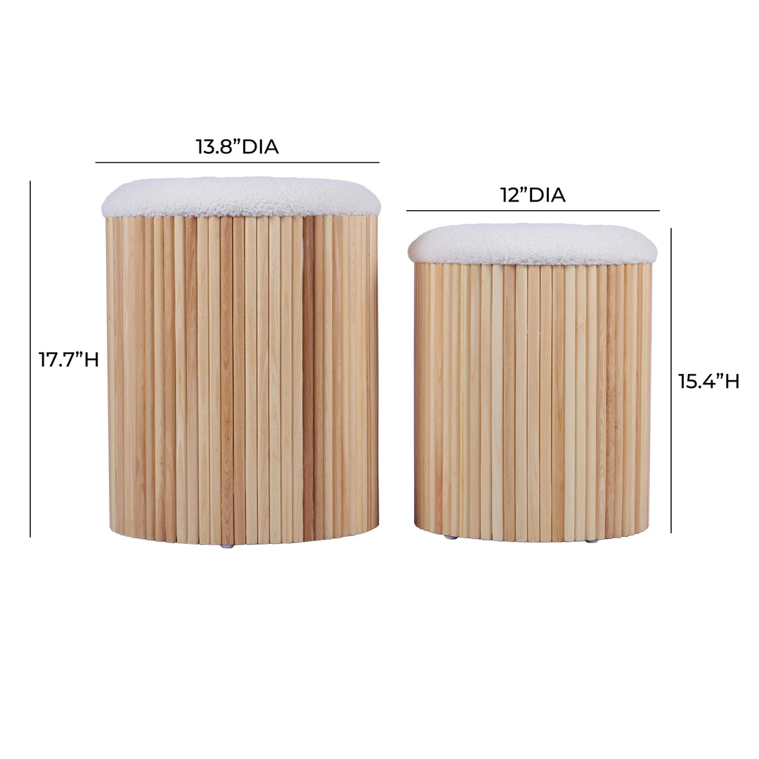 American Home Furniture | TOV Furniture - Sagano White Nesting Storage Ottomans - Set of 2