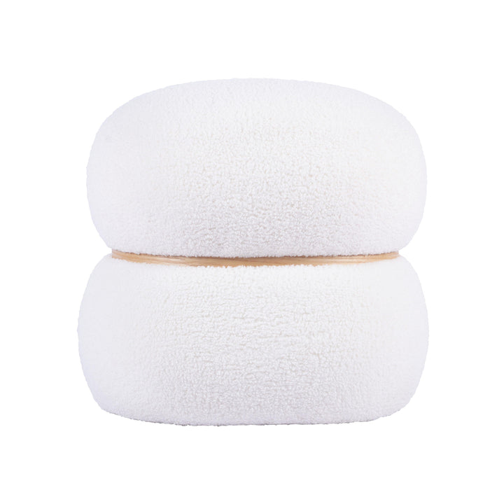 American Home Furniture | TOV Furniture - Helga White Vegan Shearling Ottoman