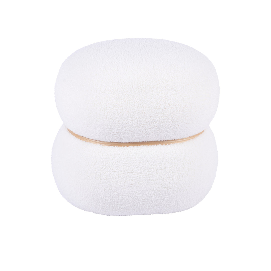 American Home Furniture | TOV Furniture - Helga White Vegan Shearling Ottoman