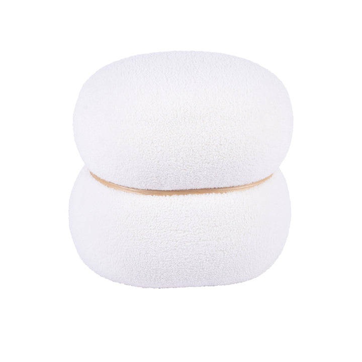 American Home Furniture | TOV Furniture - Helga White Vegan Shearling Ottoman