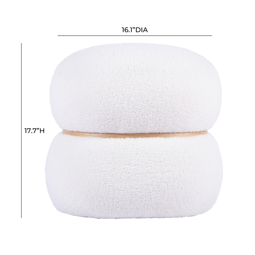 American Home Furniture | TOV Furniture - Helga White Vegan Shearling Ottoman