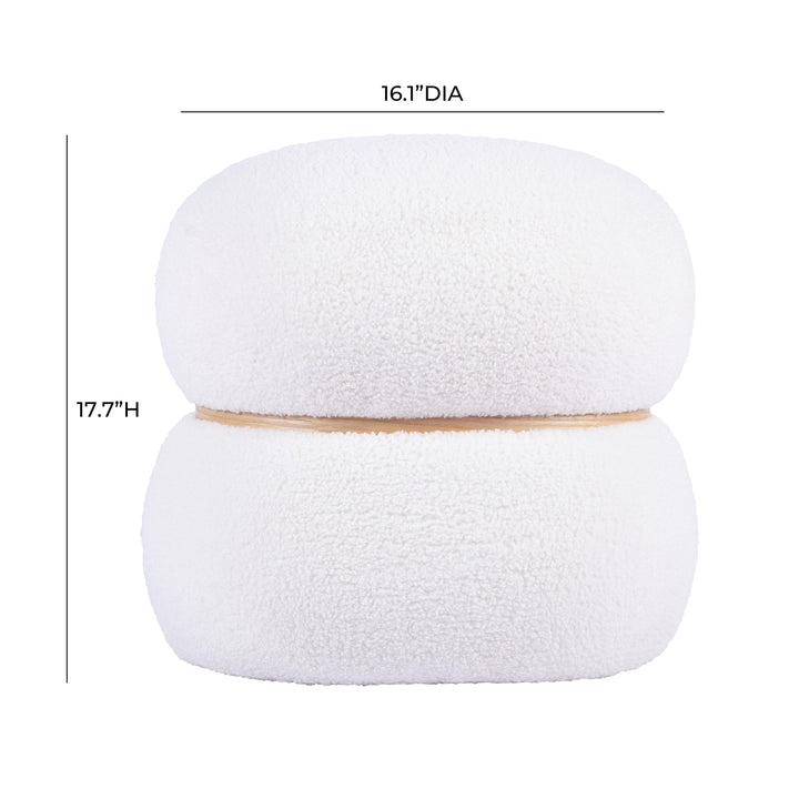 American Home Furniture | TOV Furniture - Helga White Vegan Shearling Ottoman