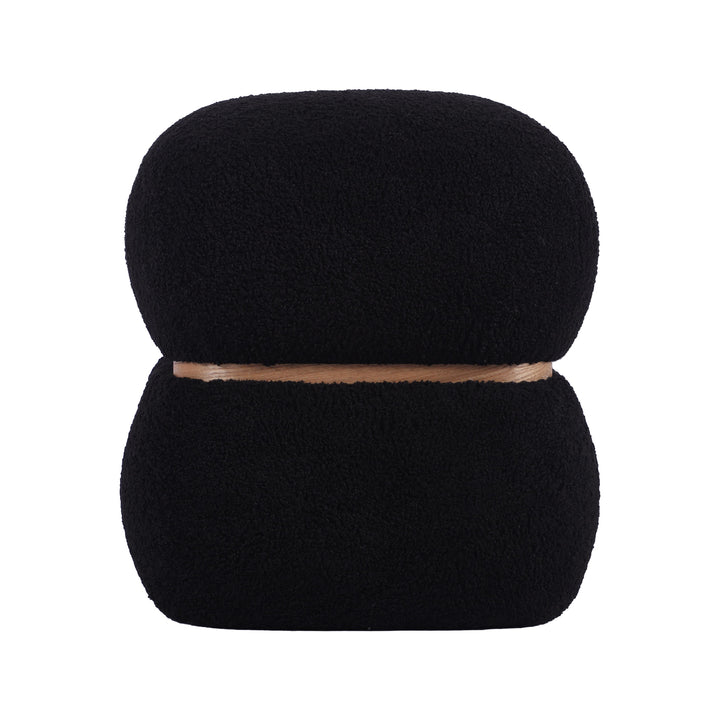 American Home Furniture | TOV Furniture - Helga Black Vegan Shearling Ottoman