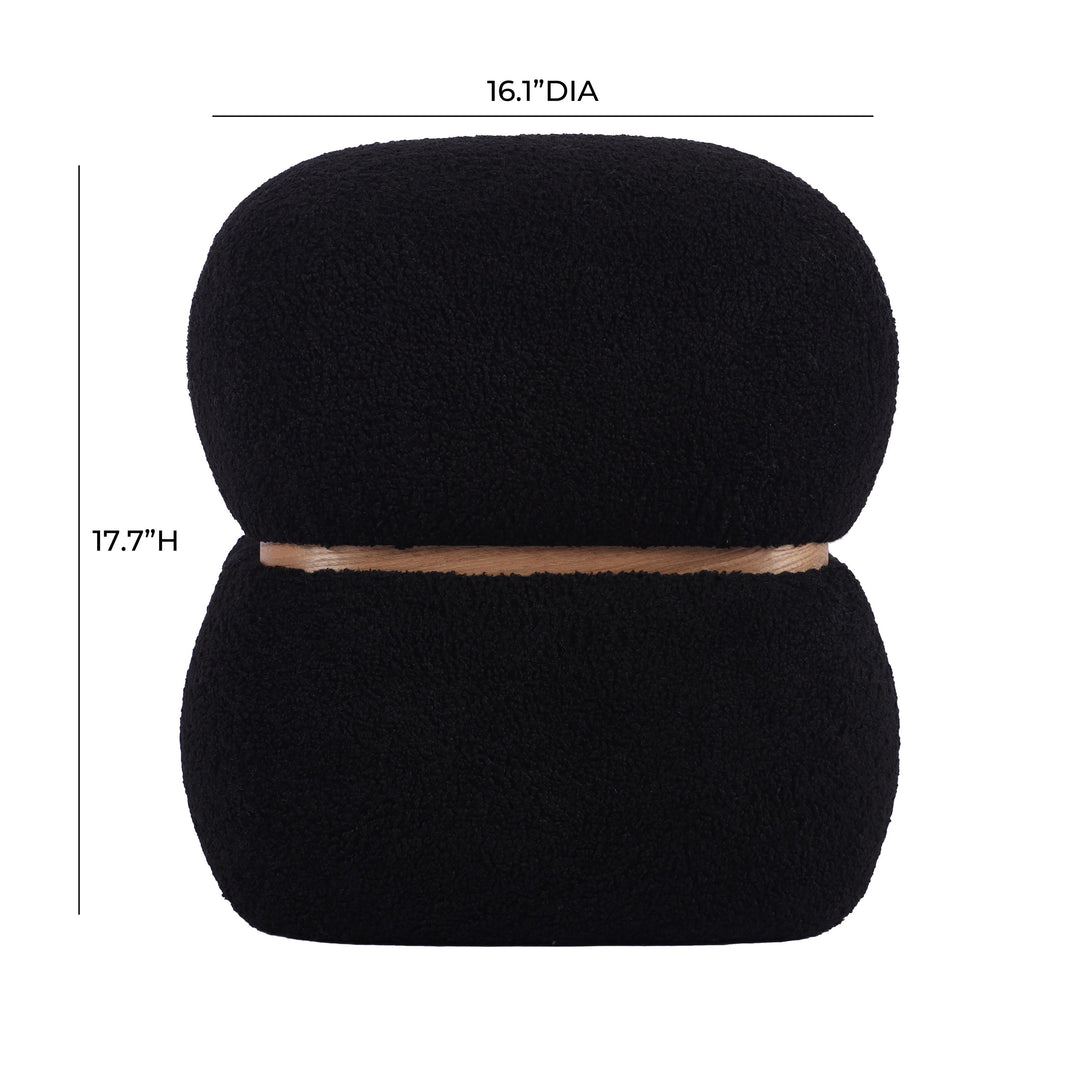 American Home Furniture | TOV Furniture - Helga Black Vegan Shearling Ottoman