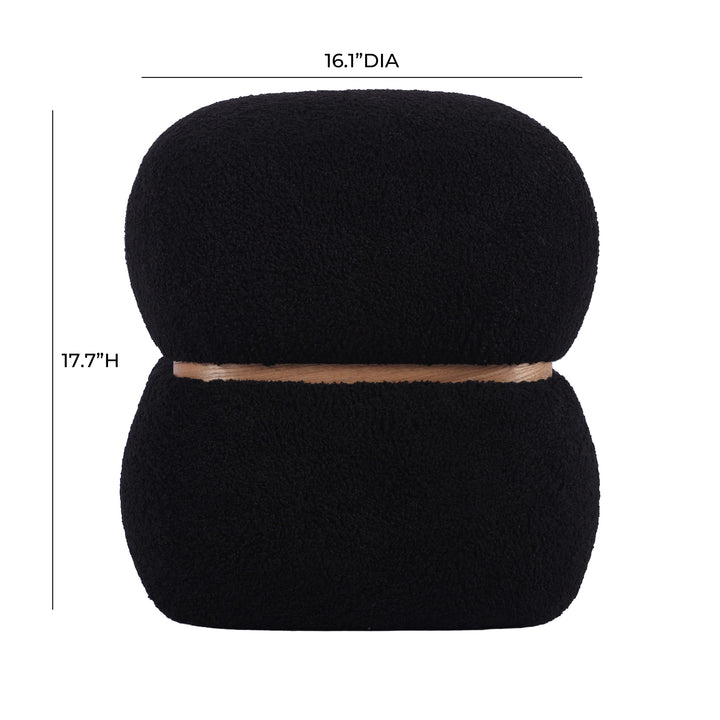 American Home Furniture | TOV Furniture - Helga Black Vegan Shearling Ottoman