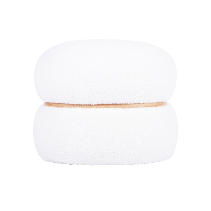 American Home Furniture | TOV Furniture - Helga White Vegan Shearling Oval Ottoman