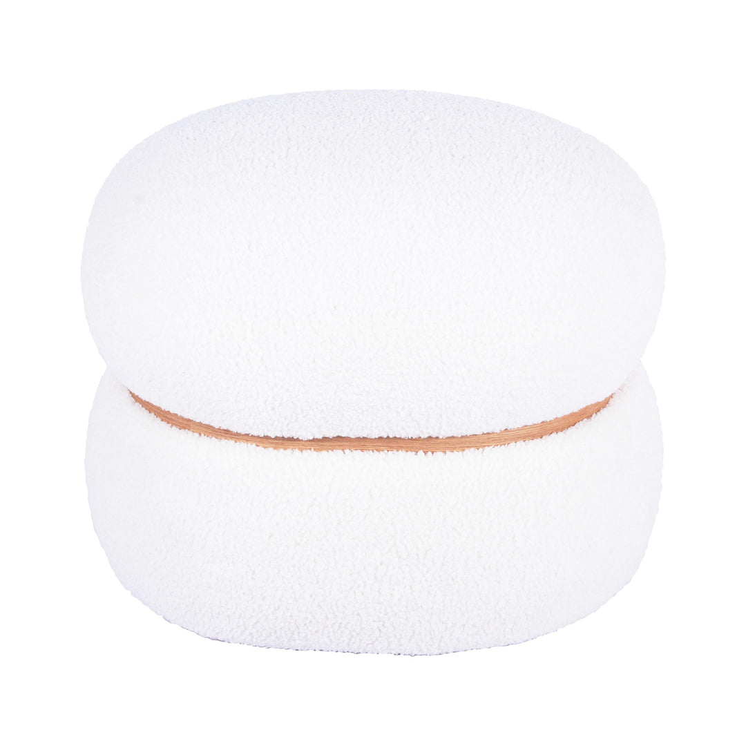 American Home Furniture | TOV Furniture - Helga White Vegan Shearling Oval Ottoman