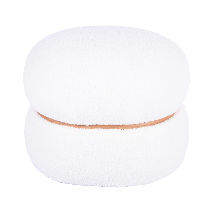 American Home Furniture | TOV Furniture - Helga White Vegan Shearling Oval Ottoman