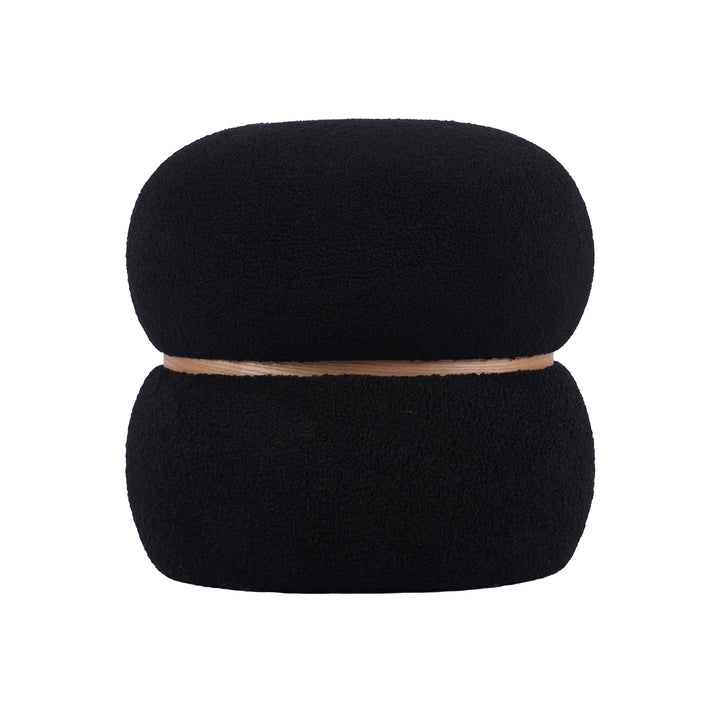 American Home Furniture | TOV Furniture - Helga Black Vegan Shearling Oval Ottoman