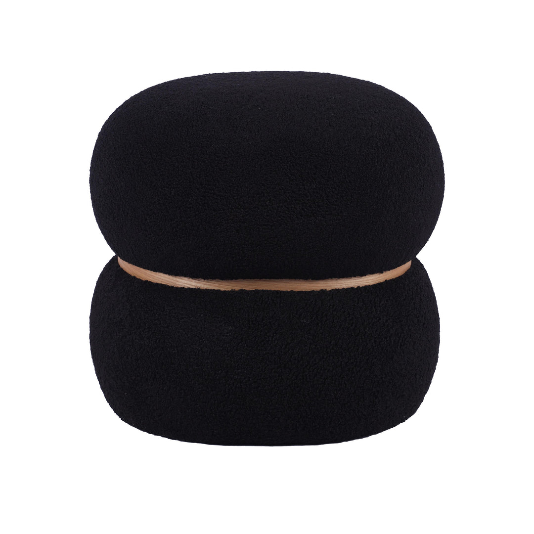 American Home Furniture | TOV Furniture - Helga Black Vegan Shearling Oval Ottoman