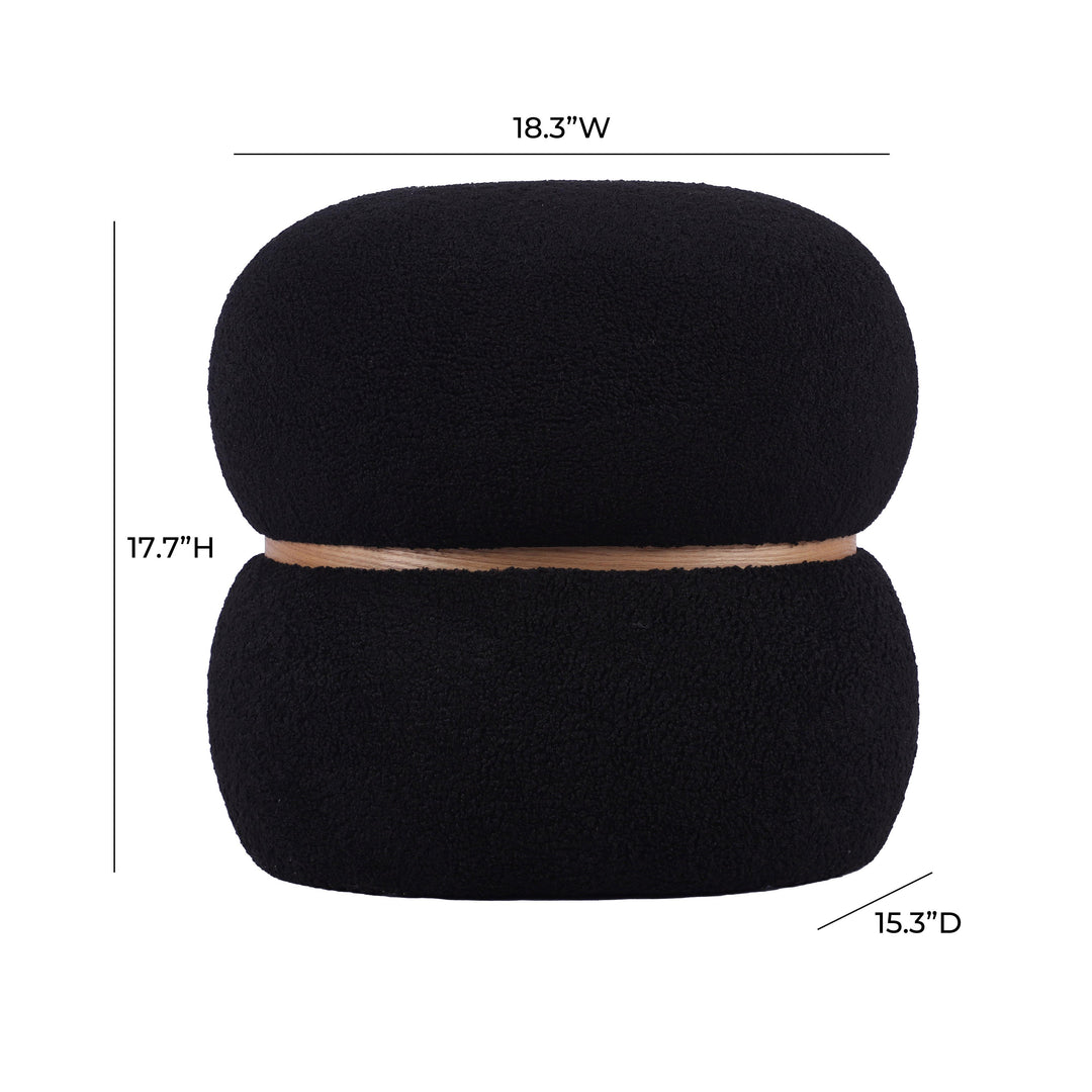 American Home Furniture | TOV Furniture - Helga Black Vegan Shearling Oval Ottoman