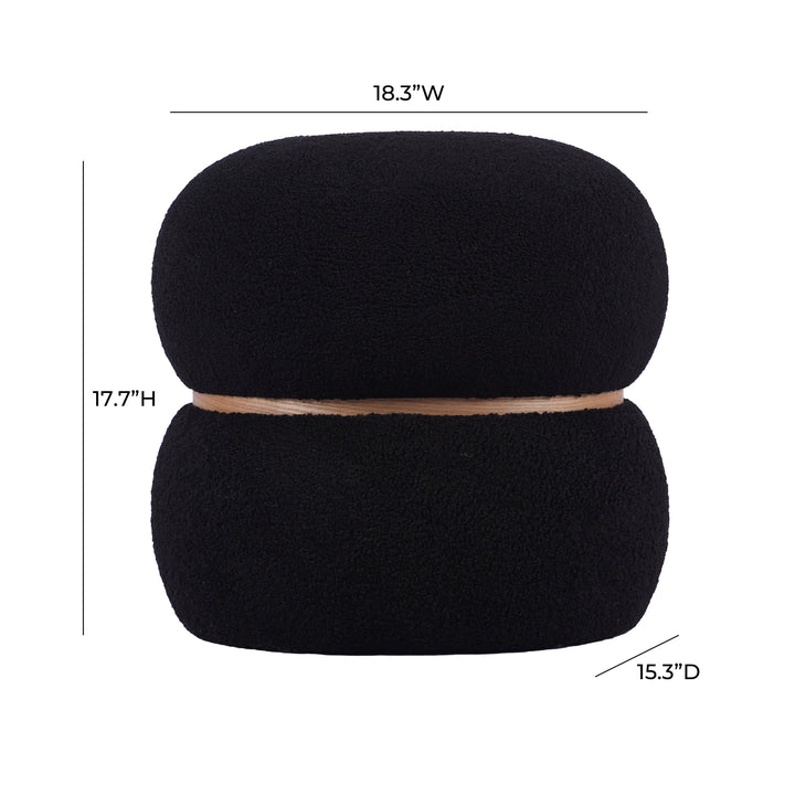 American Home Furniture | TOV Furniture - Helga Black Vegan Shearling Oval Ottoman