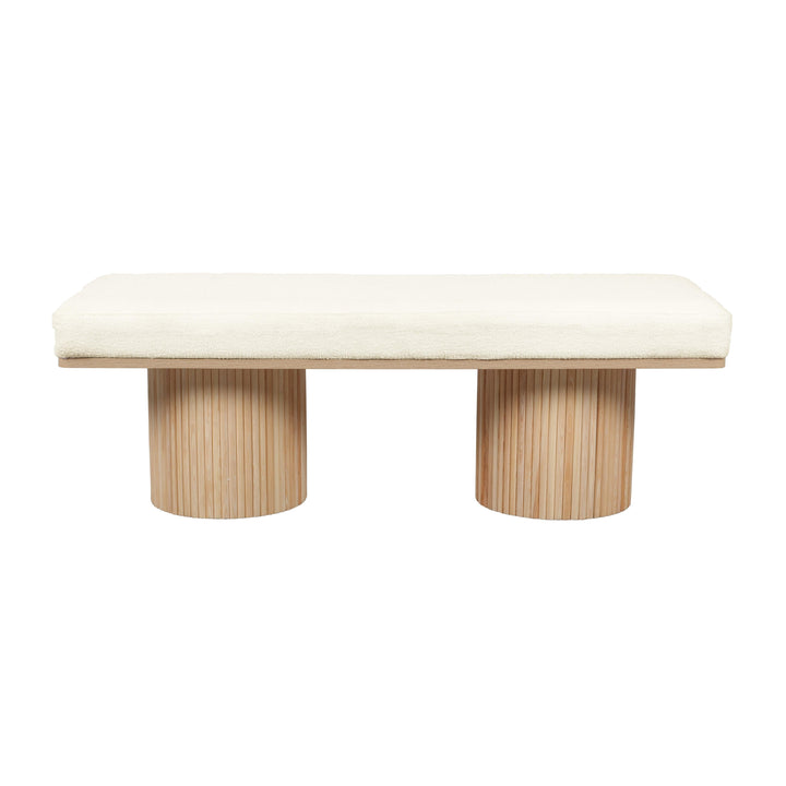 TOV Furniture Sagano White Dyed-Yarn Bench OTTOMANS, POUFS, + STOOLS