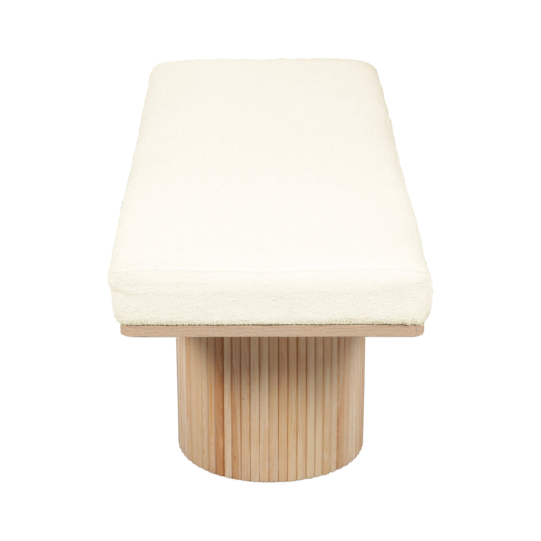 TOV Furniture Sagano White Dyed-Yarn Bench OTTOMANS, POUFS, + STOOLS