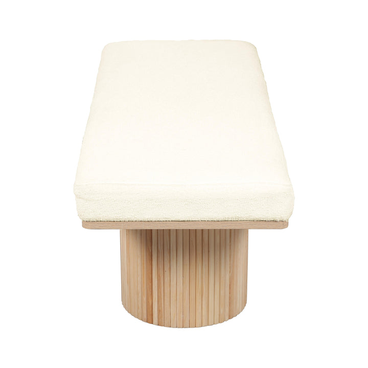 TOV Furniture Sagano White Dyed-Yarn Bench OTTOMANS, POUFS, + STOOLS