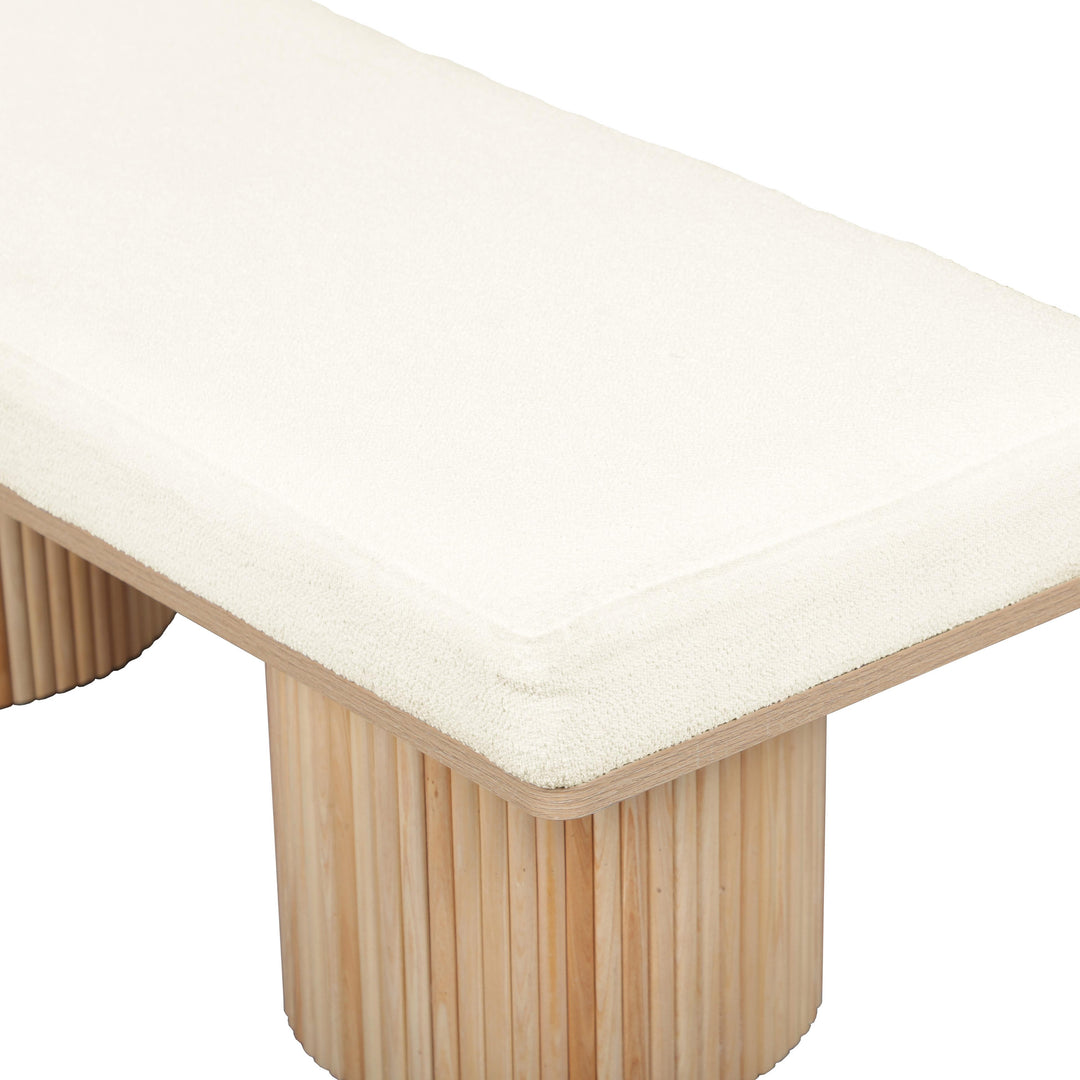 TOV Furniture Sagano White Dyed-Yarn Bench OTTOMANS, POUFS, + STOOLS
