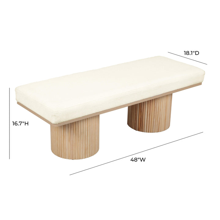 TOV Furniture Sagano White Dyed-Yarn Bench OTTOMANS, POUFS, + STOOLS