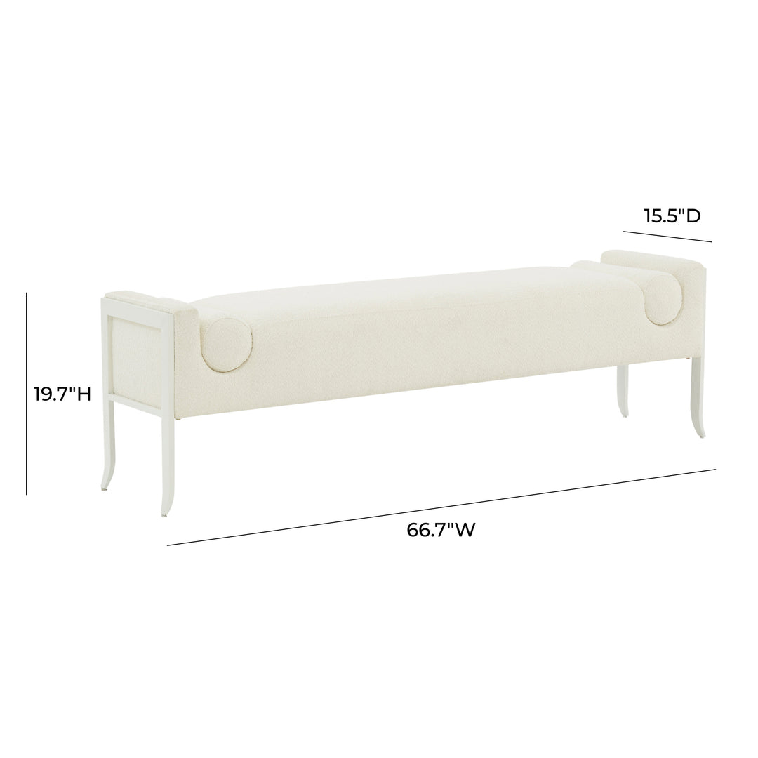American Home Furniture | TOV Furniture - Ines Cream Boucle Bench