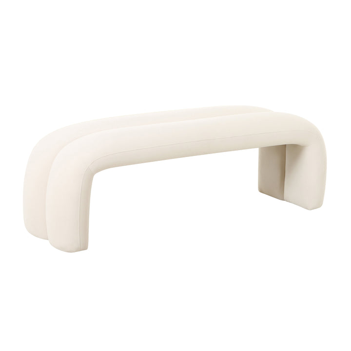 American Home Furniture | TOV Furniture - Leigh Cream Velvet Channeled Bench