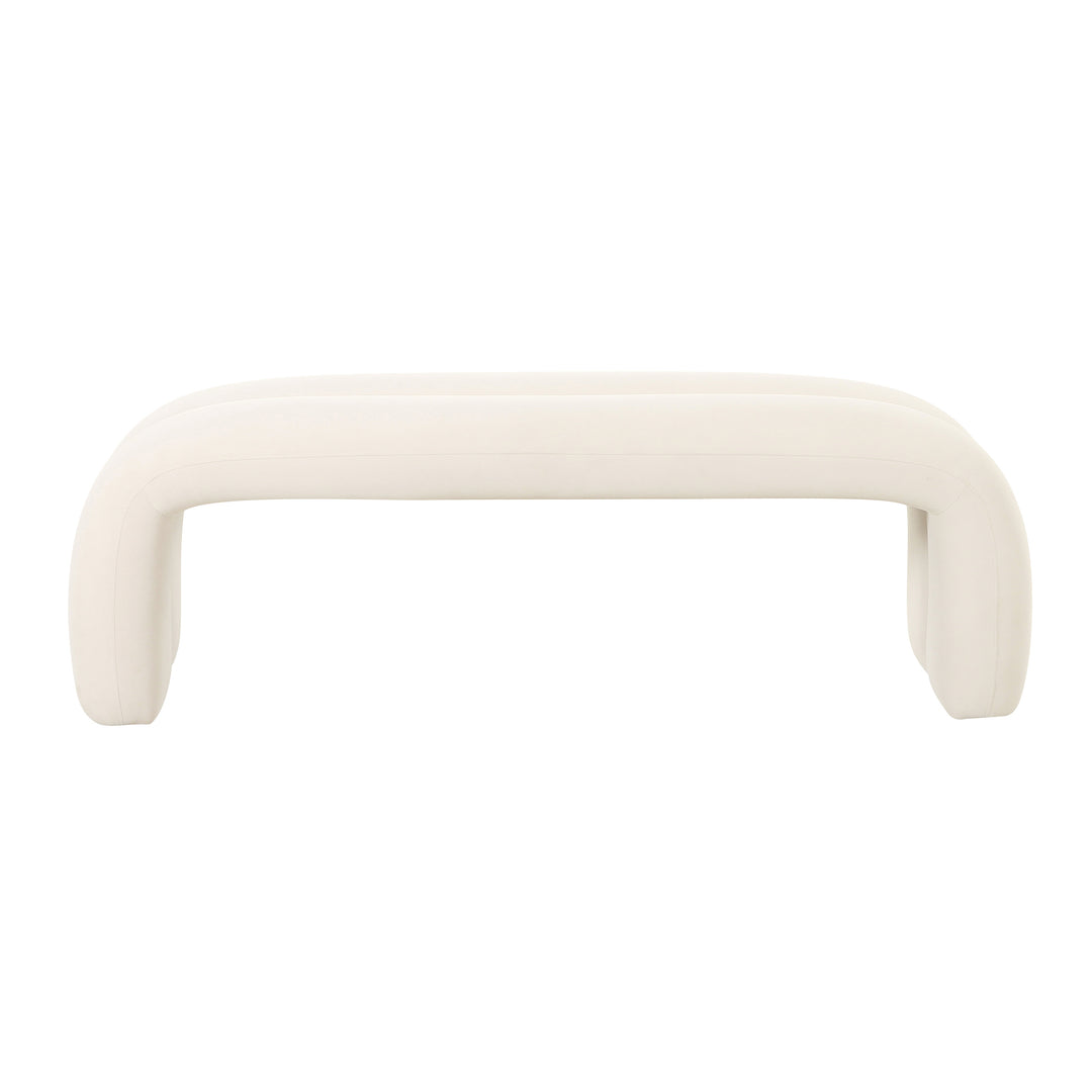 American Home Furniture | TOV Furniture - Leigh Cream Velvet Channeled Bench