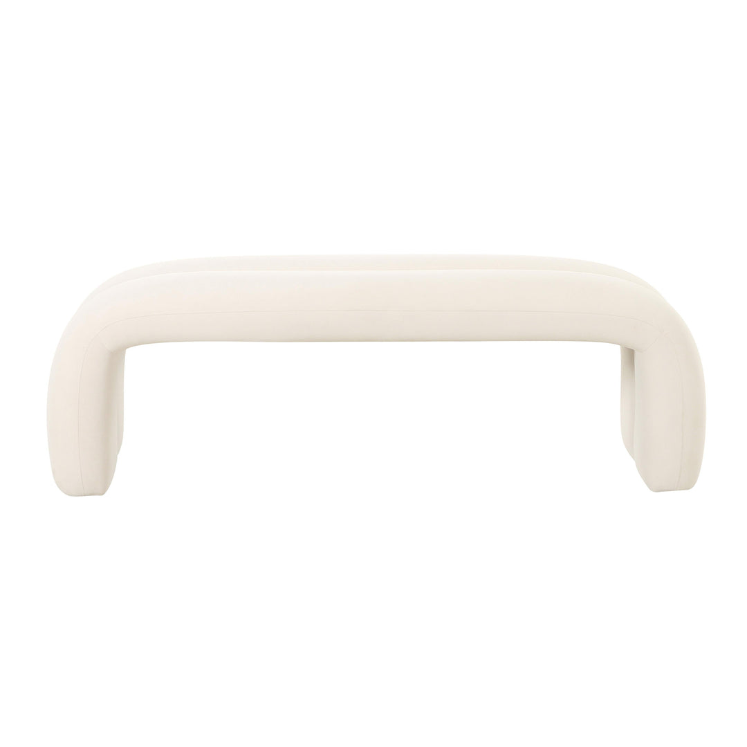 TOV Furniture Leigh Cream Velvet Channeled Bench BENCHES