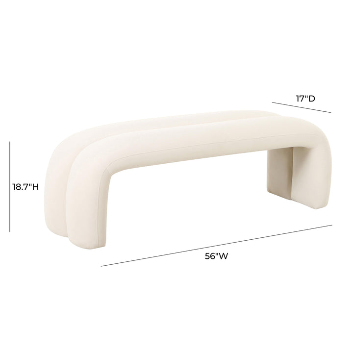 TOV Furniture Leigh Cream Velvet Channeled Bench BENCHES
