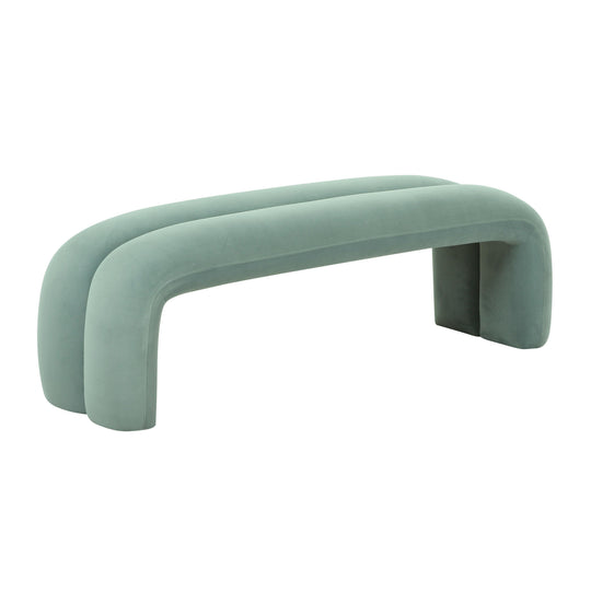 TOV Furniture Leigh Green Velvet Channeled Bench BENCHES