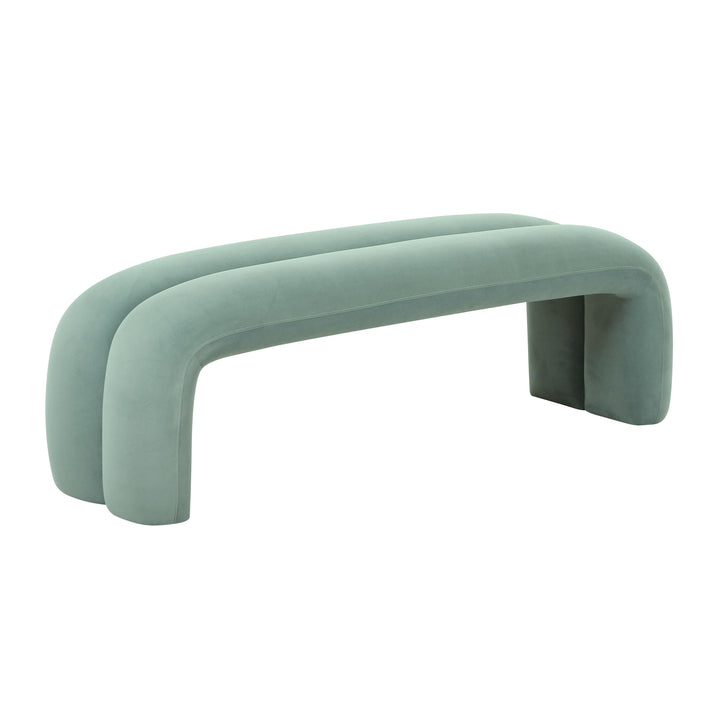 American Home Furniture | TOV Furniture - Leigh Green Velvet Channeled Bench